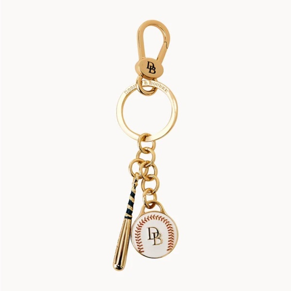 Dooney & Bourke Baseball Bat & Ball Keychain – Gold Tone, Rare, Like New